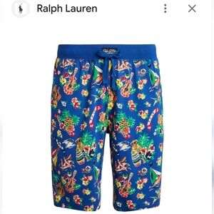New Polo Ralph Lauren Men's Blue tropical vacation Polo Bear sleep short Size L